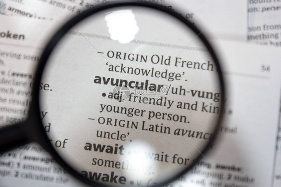 字典中的短语avuncular的词图片