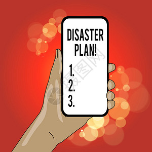显示灾难计划的书写笔记概述组织如何响应计划外事背景图片