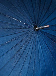 雨滴中雨伞纹理的特写图片