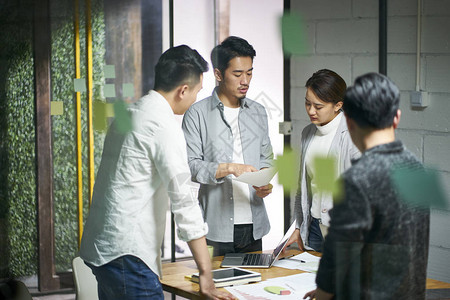 小公司的年轻亚洲企业家在办公室会议室图片