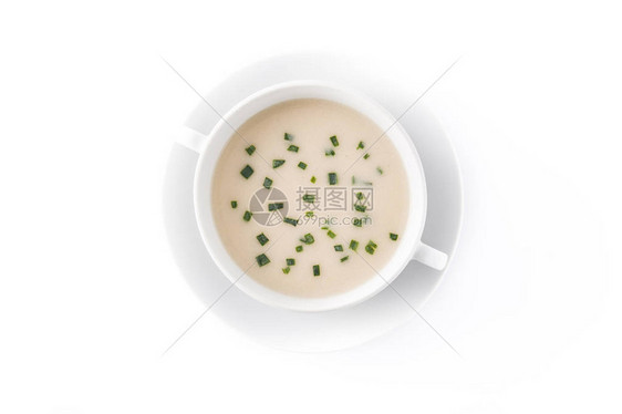 法式vichyssoise汤在碗里图片