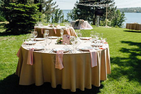 森林里客人的婚宴桌婚礼派图片