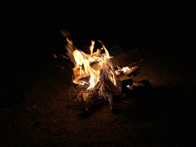 壁炉里燃烧的木头上的火焰波峰图片