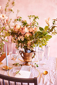 复古婚礼装饰美丽的活动场地创意装饰粉红色和图片