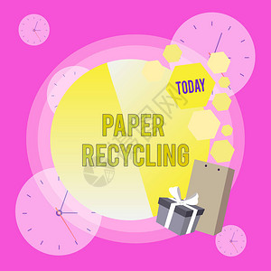 办公环境摆拍概念手写显示纸张回收概念意义通过回收利用废纸以新的方式使用由Bowknot装饰的贺背景