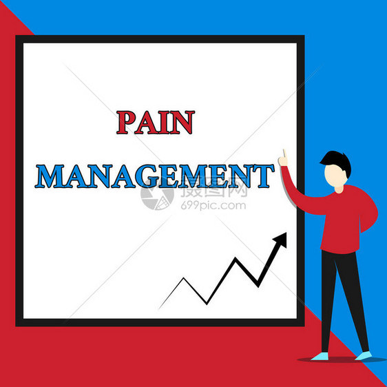 显示疼痛管理的文本符号商业照片文本是一个采用跨学科方法的医学分支查看年轻人站立的空白图片