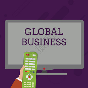 文字书写文本全球业务商业照片展示了一家公司在世界各地做的贸易和商业系统手持电脑遥控器在空白宽彩色图片