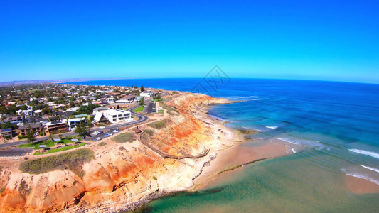 壮观的南澳大利亚州南港Onkaparinga河口和海岸线图片