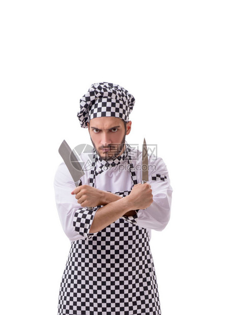 孤立在白色背景上的男厨师图片