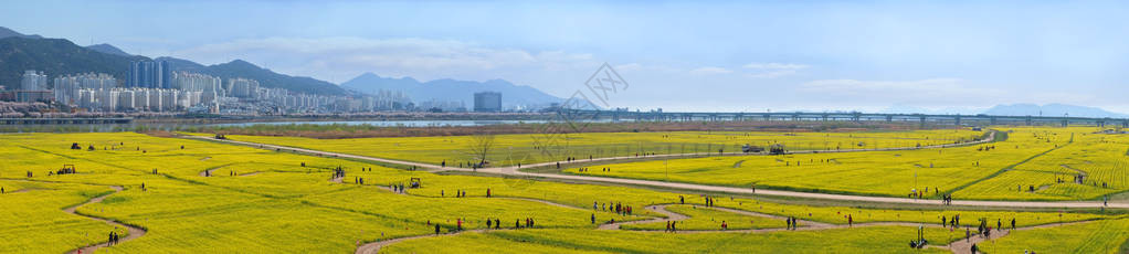 在南韩釜山城的中东江河边图片