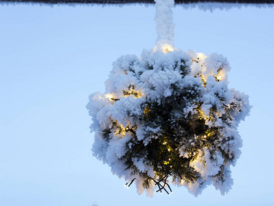 圣诞灯饰和雪装饰图片
