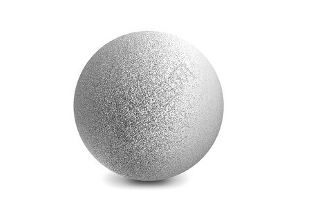在白色背景上隔离的银色金属球上闪耀的光背景图片