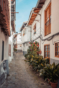 在西班牙埃斯特雷马杜拉的Hervas农村镇背景图片