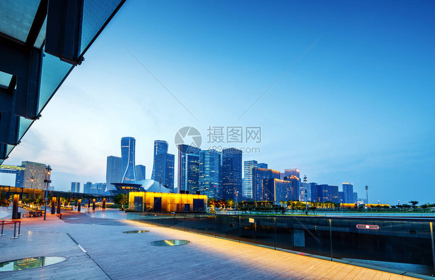 杭州钱江新城CBD建筑夜景图片