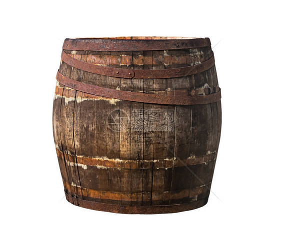 橡木桶老的破碎生锈圈酿酒提取威士忌图片