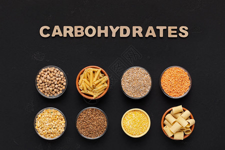 健康食品概念碳水合物文本和图片