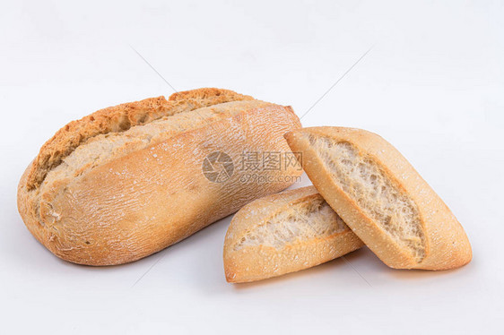 白底带小面包的自制全餐面包和图片