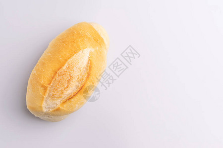 普通的法式面包白色背景中的图片