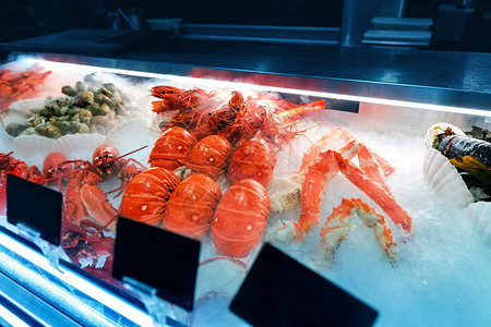 新鲜海虾龙虾和龙虾图片