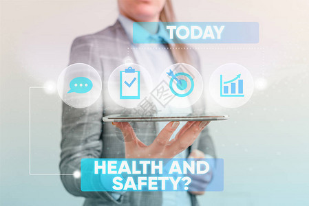 写笔记显示健康和安全问题防止事故或伤害的法规和程序的商业概念女穿着正式工作服图片