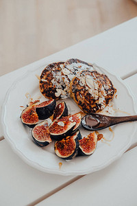 南瓜煎饼面质乳品无糖白木桌食品博客概念从图片