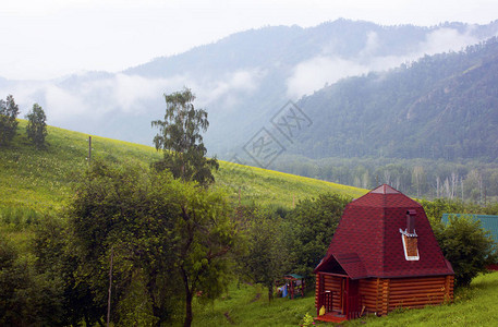 山风景俄罗斯阿尔泰阿尔泰传统民居图片
