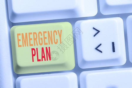 手写文字书写应急计划用于处理突发或意外情况的概念照片程序白色pc键盘图片