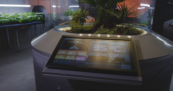 显示温度和大气成分的植物培养箱显示屏和用户界图片