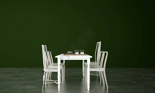 现代餐厅室内设计和绿色墙纹理墙布面结构图片