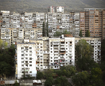 后苏联建筑9层公寓楼背景图片