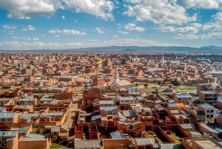 航拍建筑群ElAltoLaPaz市玻利维亚从天上见背景