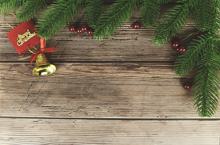 圣诞背景组合杉枝和红莓圣诞装饰松树节日圣诞冬季和新年快乐对象节日概念背景图片