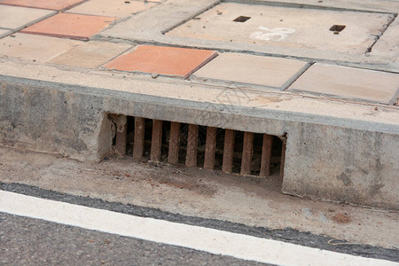 城市道路沿线下水道图片