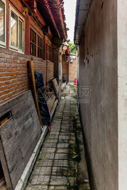 传统北京胡同窄巷景观图片