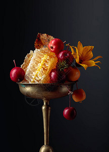 蜂蜜和成熟的小野苹果健图片