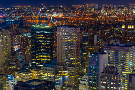 洛克菲勒中心观测台曼哈顿夜景1号来自图片