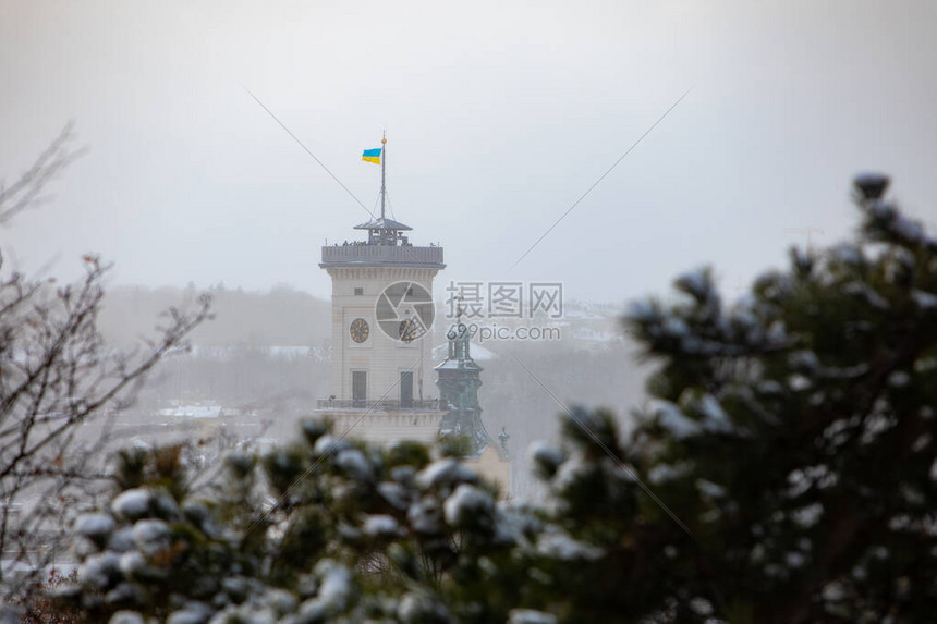 冬季风雪天气下雪时的lviv图片