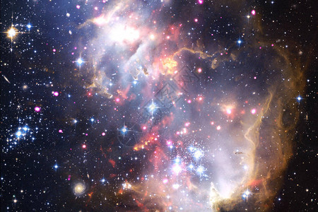 宇宙中充满恒星云和星系由美国航天局提图片