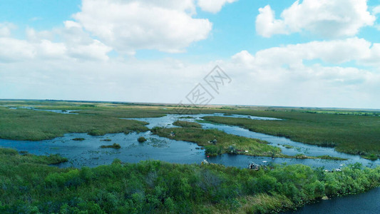 美国佛罗里达州Everglades公园的空中景象沼泽地和湿地图片