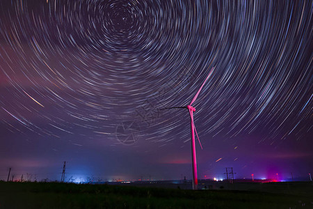 夜间风力涡轮图片