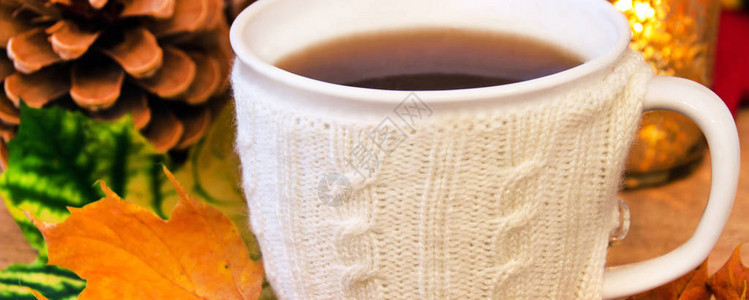 茶咖啡配有秋季图片