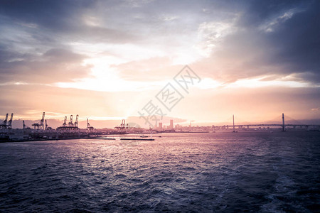 剪影港口工业运输码头图片