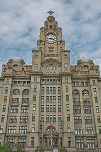 利物浦的历史肝脏大厦和钟楼图片