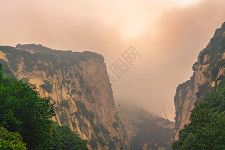 陕西省华山北峰山顶缆车图片