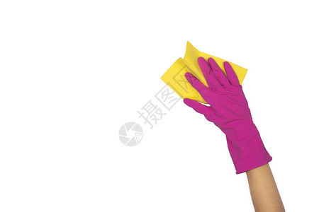 手戴粉色乳胶防护手套图片