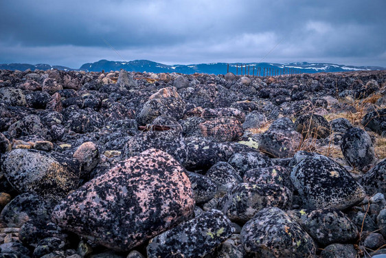 巴伦支海沿岸的大圆形切石覆图片