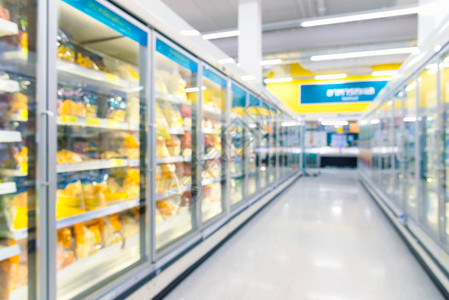 超市冷冻室里有冷冻食品设计背景模图片