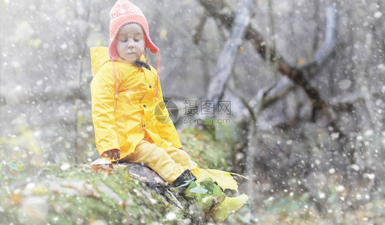 蹒跚学步的孩子们在秋天的公园里散步秋林初霜雪孩子们在公园图片