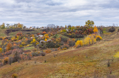 乌克兰Sumskaya州Schpylivka村附近的低地小偏远小村图片