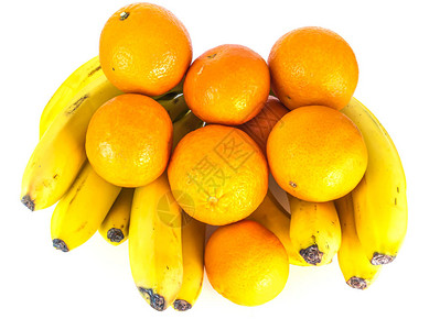 白色背景的黄色橘子香蕉枝水果文字场所免费地点食品照片图片